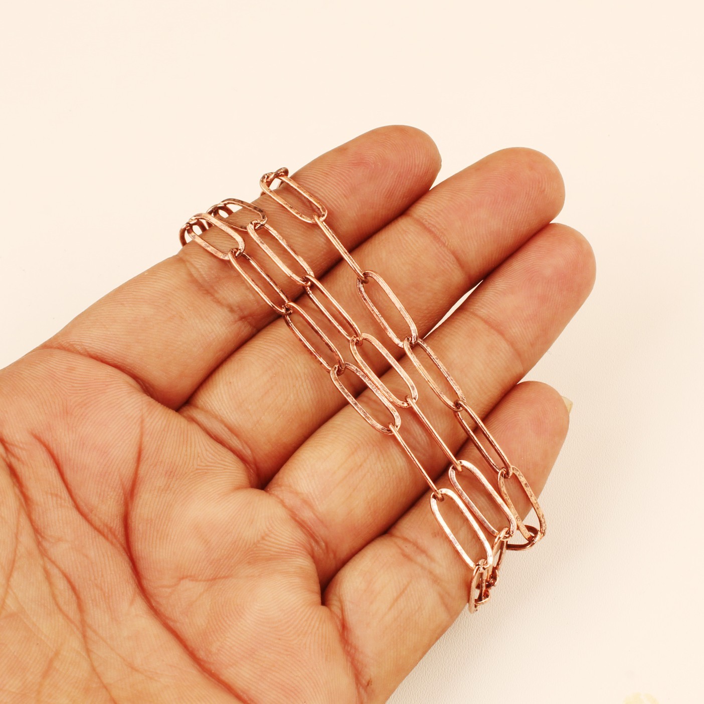 Copper Paperclip Chain Necklace for Women & Men, Lightweight Long Link Chain