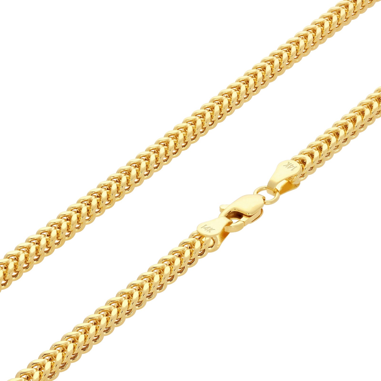 14K Yellow Gold 2.5mm Foxtail Wheat Box Franco Necklace Chain Mens Womens 22″