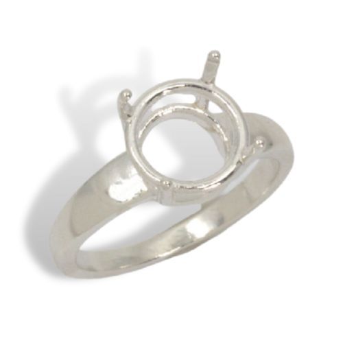 (6.5mm-12mm) Round Wide Band Sterling Ring Setting (Ring Size 7)