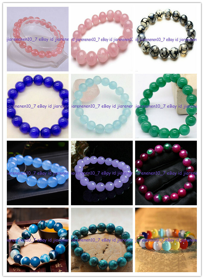 Wholesale Natural 6/8/10/12mm Multicolor Gemstone Round Beads Bracelet 7.5”
