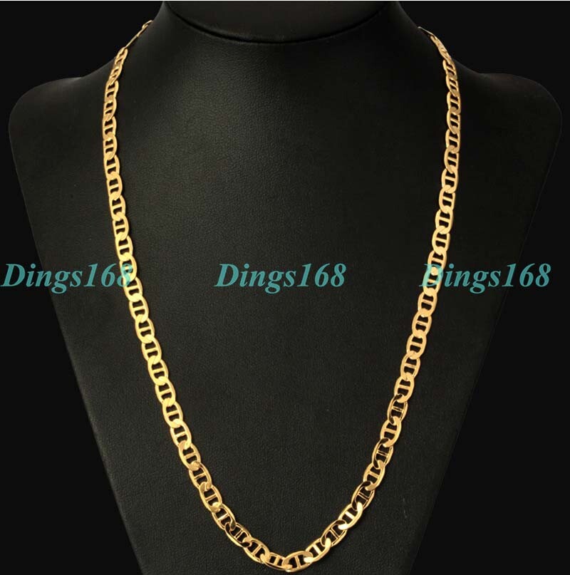 18K Gold Filled Tarnish-Resist5.5mm Wide Mariner Link Anchor Chain Necklace H081