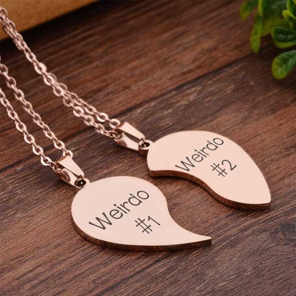 LoveForever Rose Gold Split Heart Friendship Necklace Set