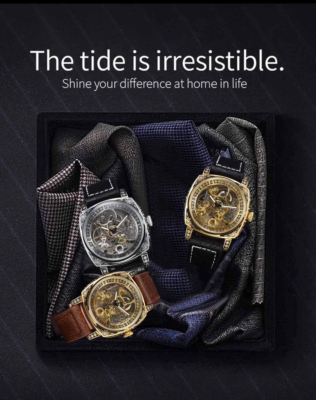 Automatic Retro Skeleton Mechanical Men’s Watch Waterproof Leather Unbranded
