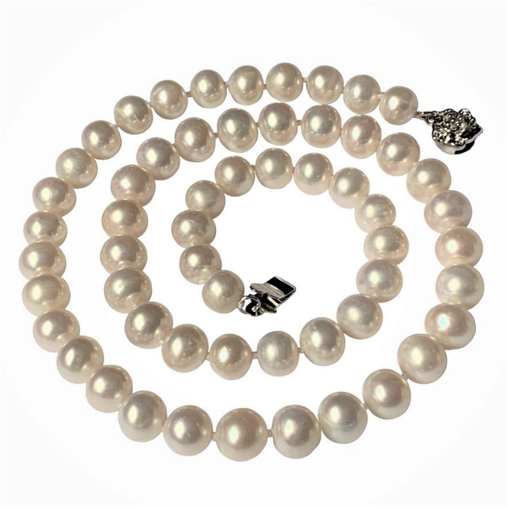 16″ Inch Choker Cultured Freshwater 6-6.5mm White Pearl Strand Necklace Genuine