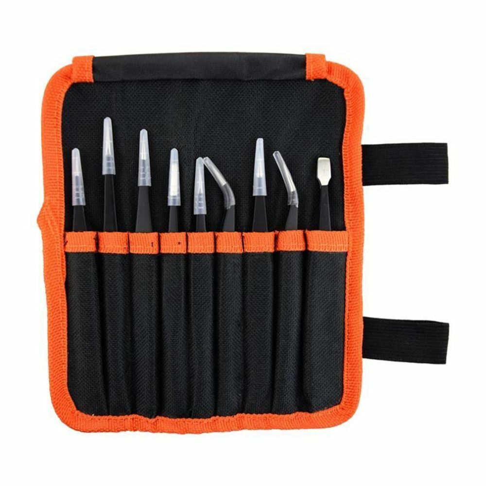10pc ESD Tweezers Precision Set Stainless Steel For Electronics & Jewelry Repair