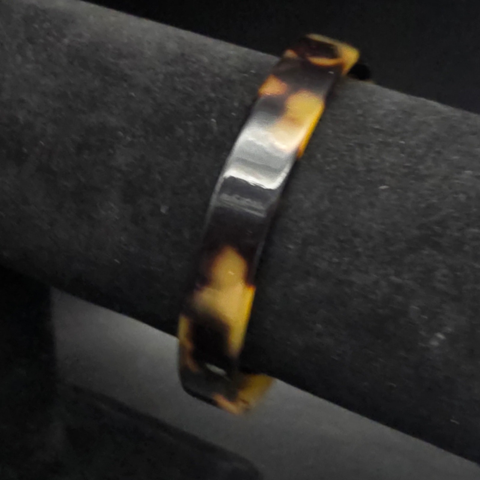 Faux Tortoise Shell Lucite Cuff Bracelet Thin Vintage Costume Jewelry NOS