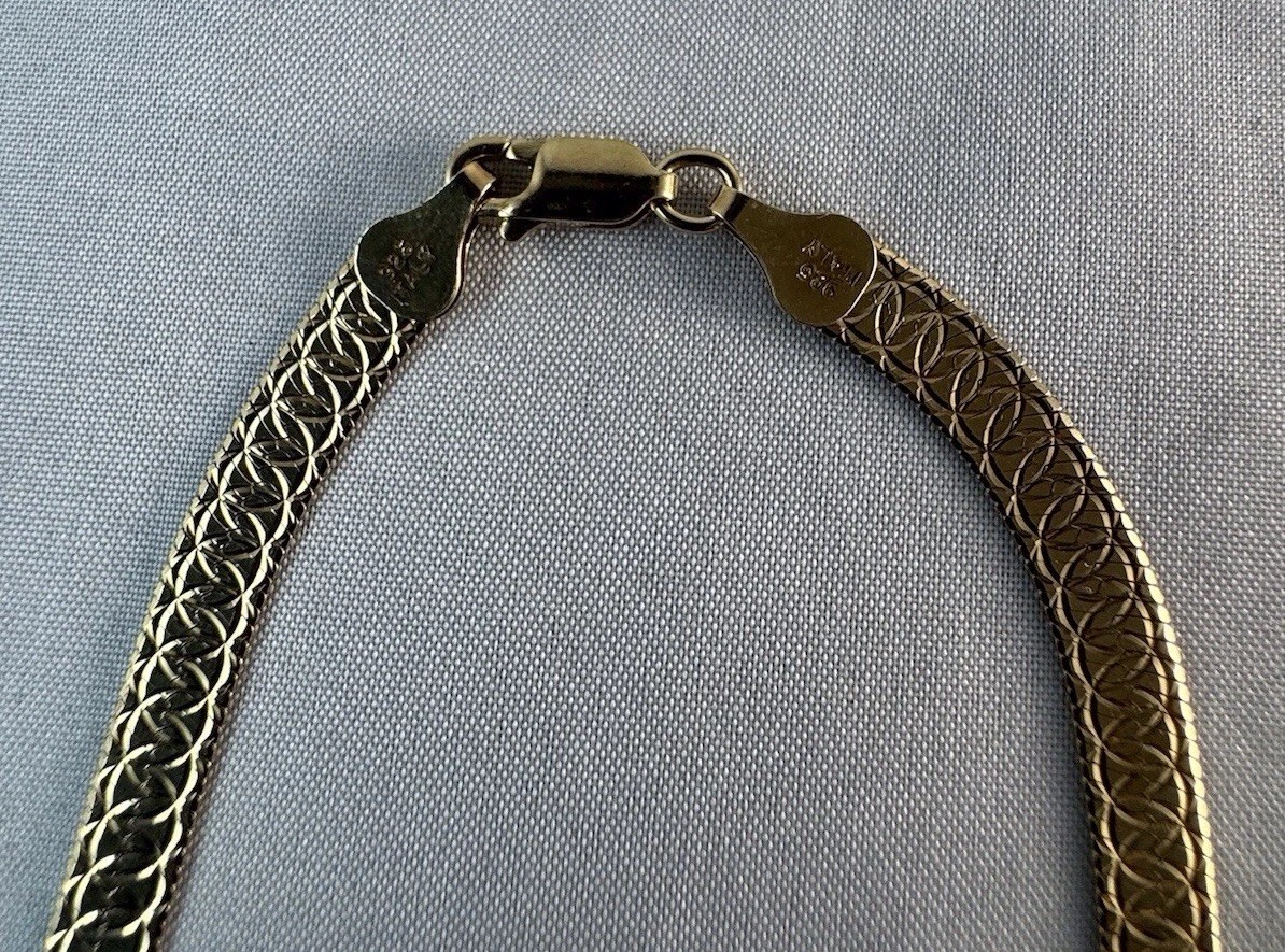 Technibond Reversible Herringbone Chain Necklace Gold Plated Sterling Silver