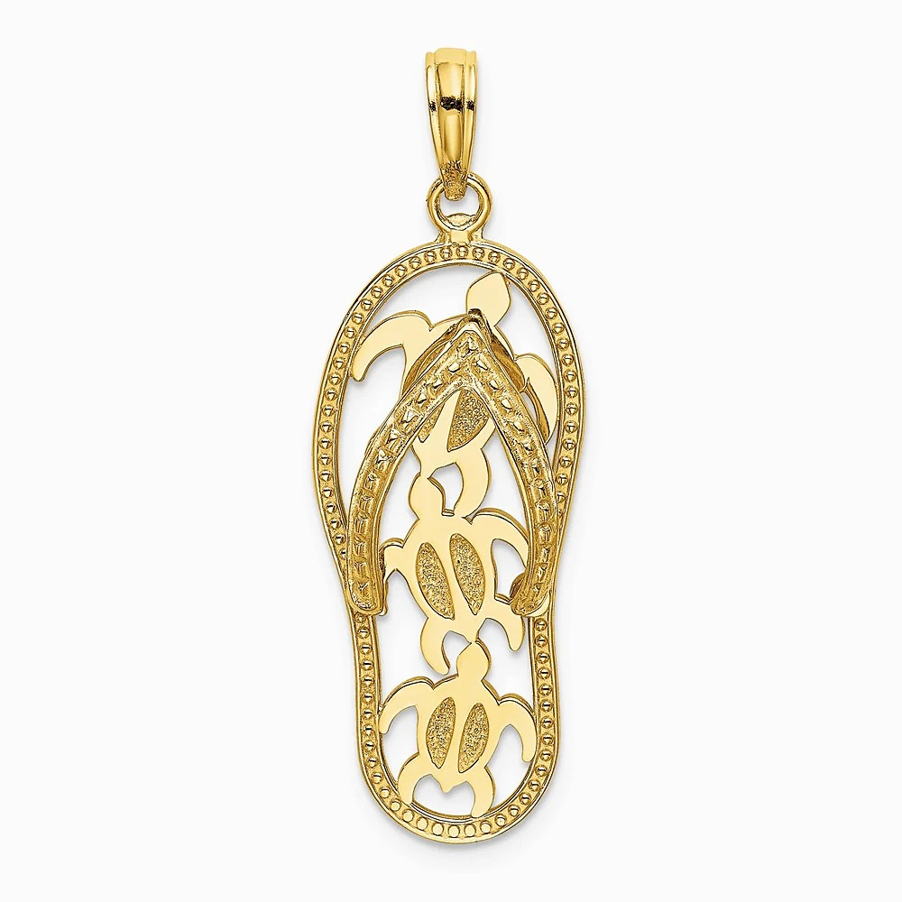 10K / 14K Yellow Gold Triple Turtle Flip-Flop Charm