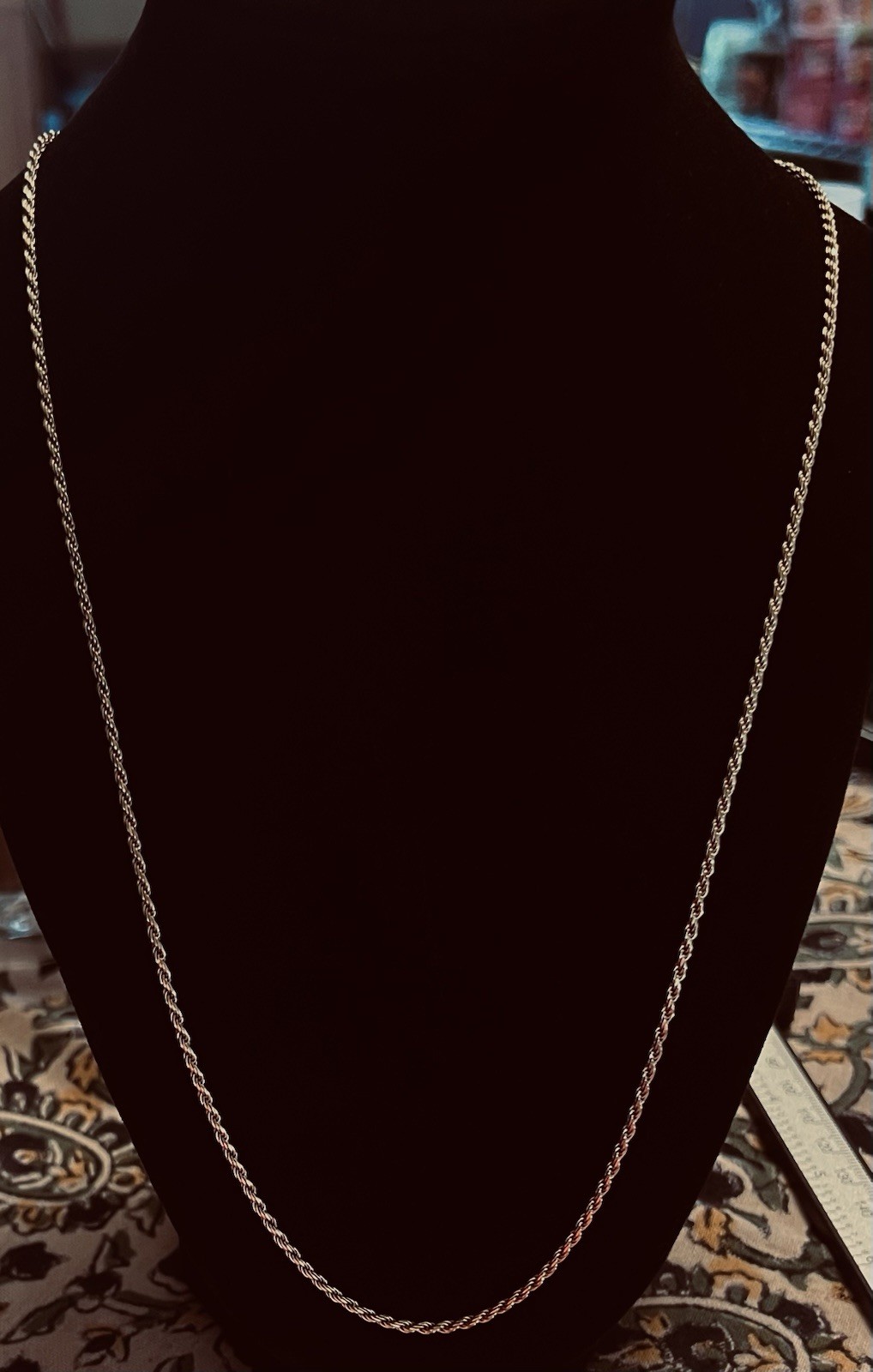 Italian 24” Rope Chain Necklace 2mm 7g 14k Gold Over 925 Sterling Made in Italy