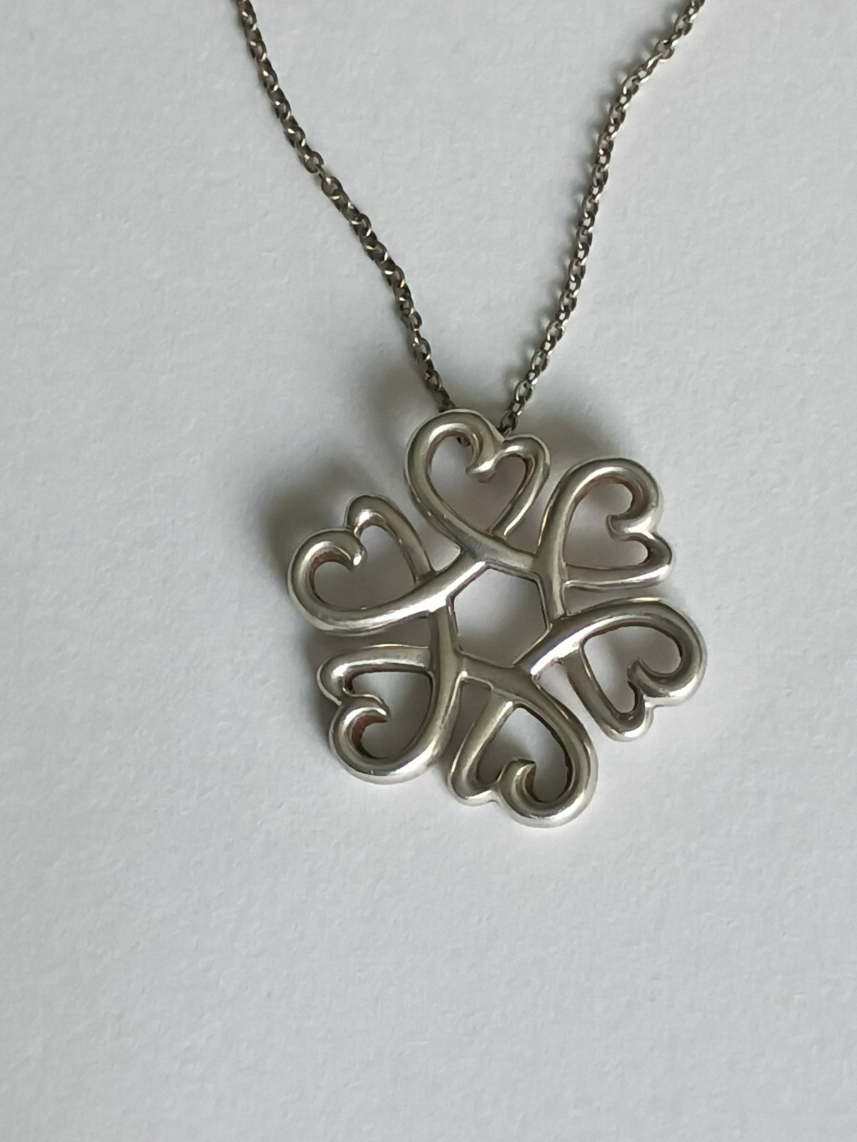 Tiffany & Co. Large Silver Paloma Picasso Loving Heart Clover Pendant Necklace