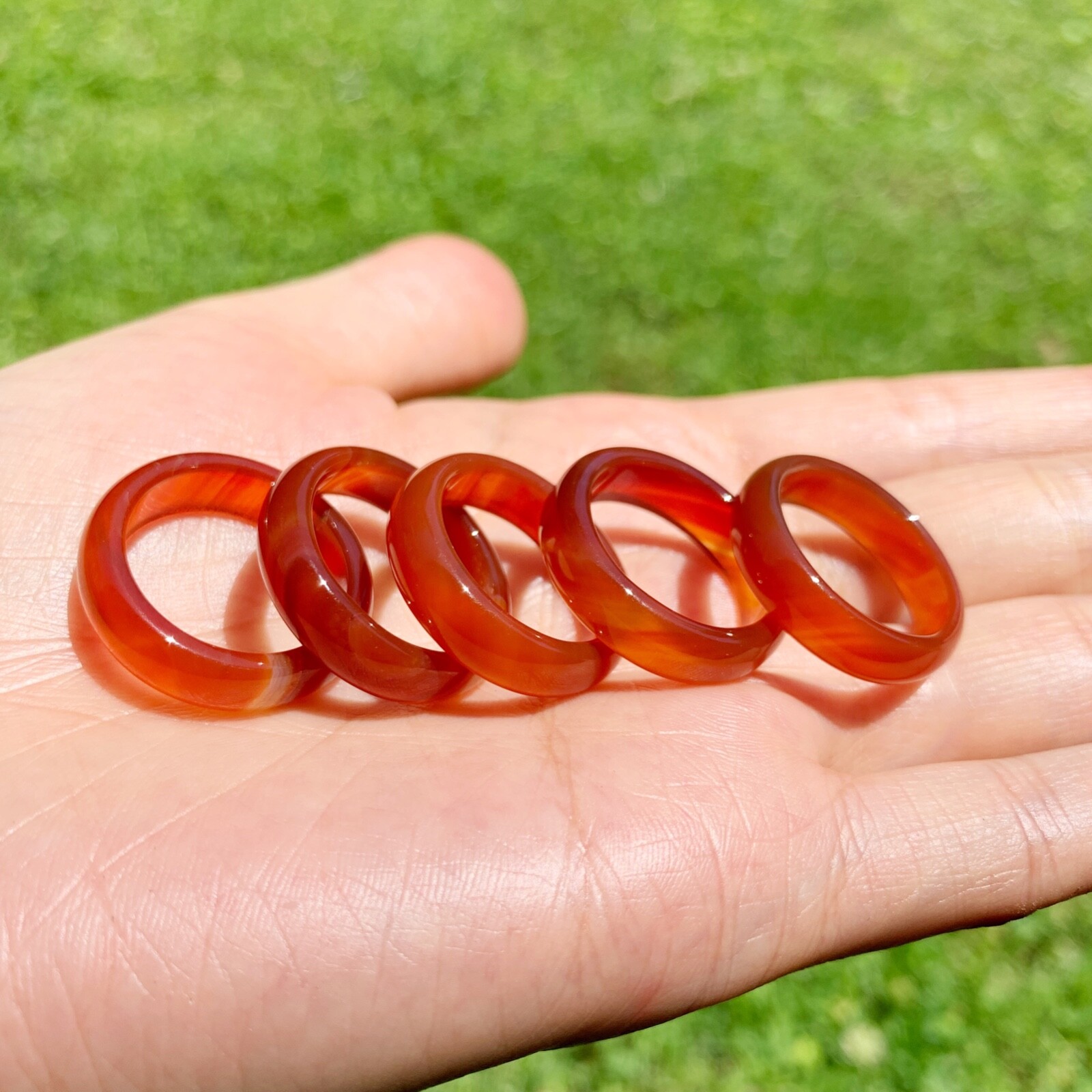 6mm Red Agate Carnelian Solid Band Ring, Gemstone Ring stone