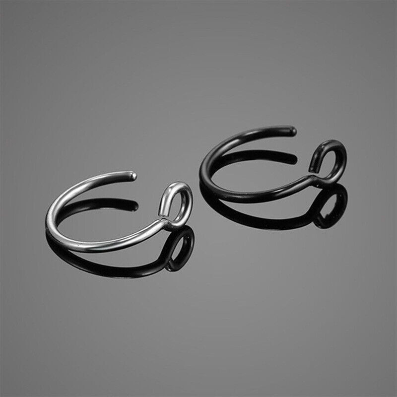 12PCS Nose Hoop Rings L Shaped Pin Studs Lip Surgical Steel Piercing Jewelry Set