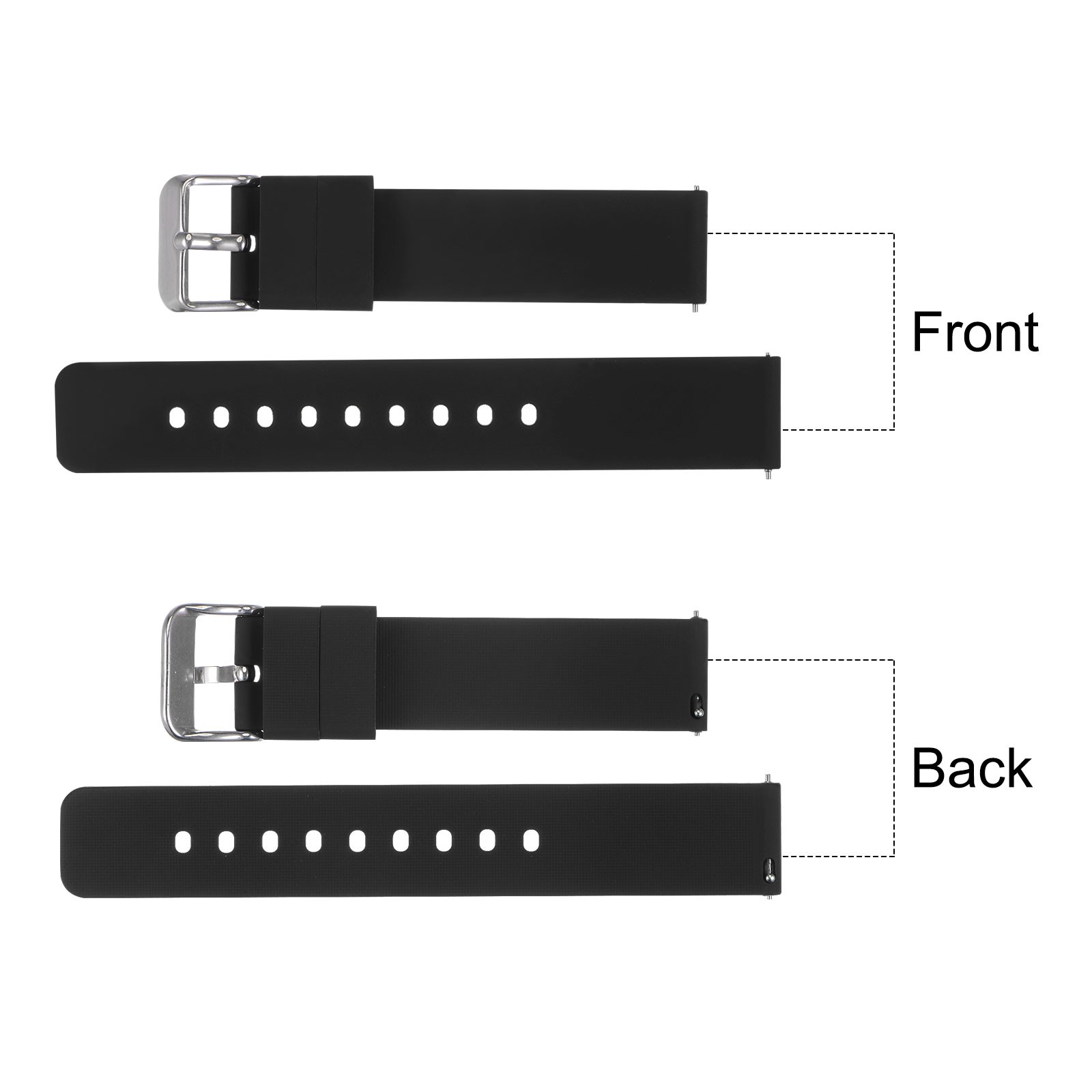 Silicone Watch Band 14mm Quick Release Soft Rubber Watch Strap Black