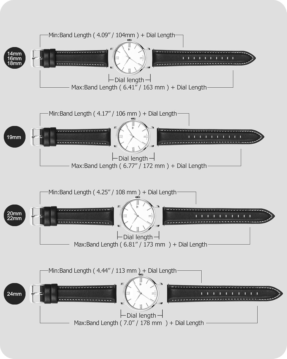 Durable 20mm Leather Watch Band with Adjustable Fit – Perfect for All Occasions