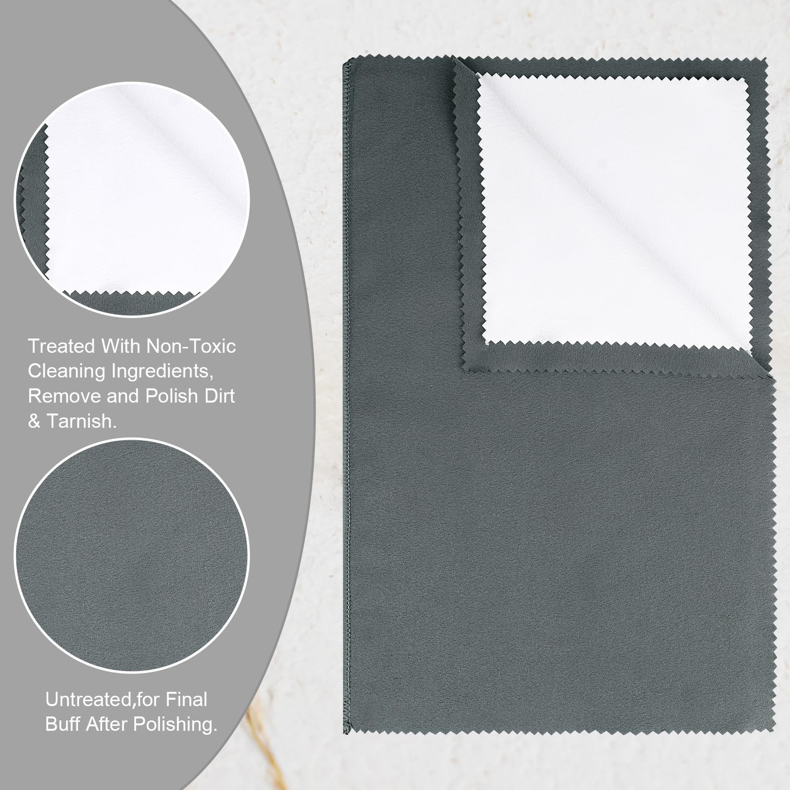 2PC XLarge 12×10” Double Layer Jewelry Polishing & Buff Cloths Grey