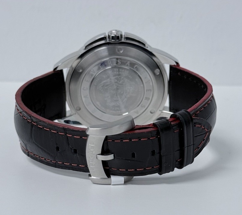 Versace V-Sport Men’s Chronograph BlackRed Leather Strap Watch 12C99D0018099