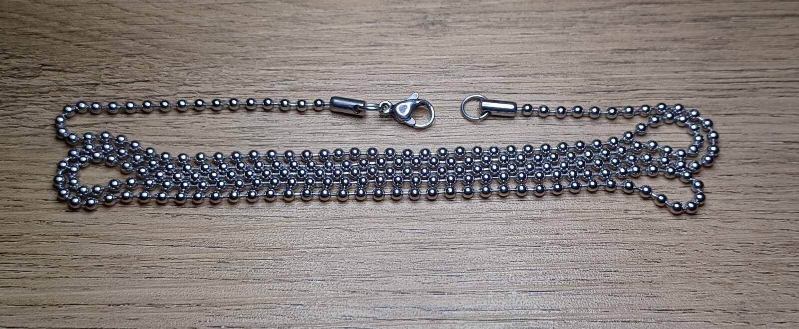 23″ Silver Stainless Steel Military Ball Bead Stylish Dog Tag Chain Clasp End