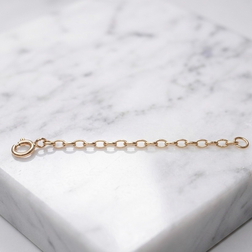 Oval Cable Chain Necklace Extender for Pendant Charm REAL 14K Yellow Gold 2.0mm