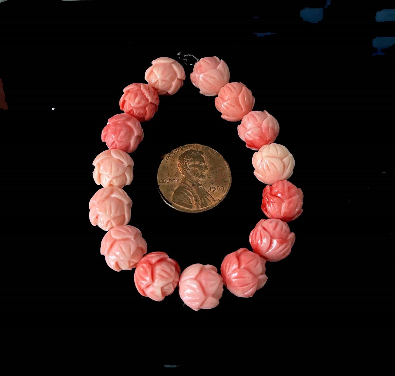 10mm Pink Shell Lotus Flower Round DIY Yoga Buddhist Beads Fluted Giant (15 Pcs)