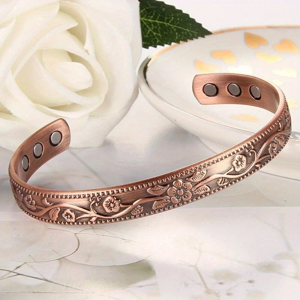 Copper Magnetic Bracelet Energy Cuff Adjustable Wristband for Men & Women