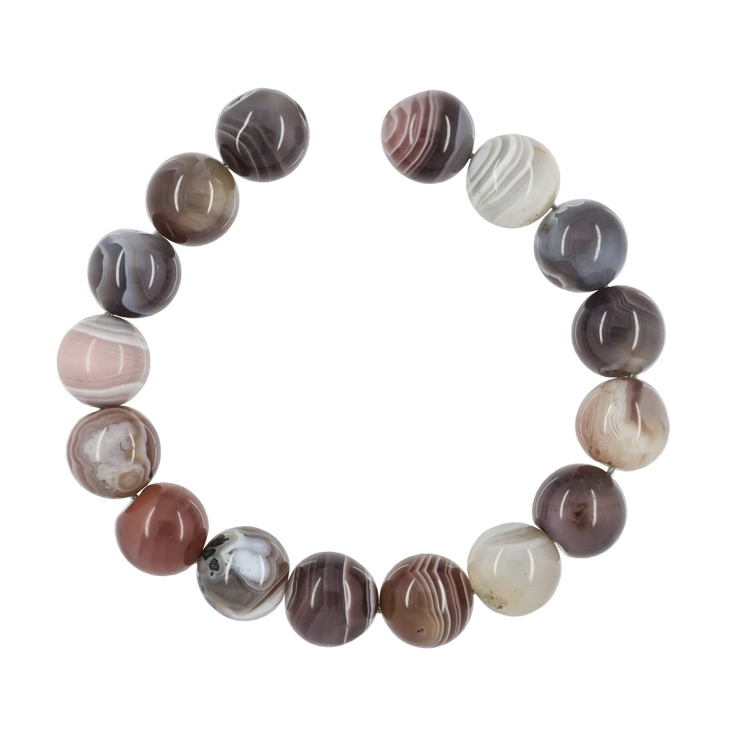 16 Botswana Agate Round Beads ap. 12mm 7.6″ #54097