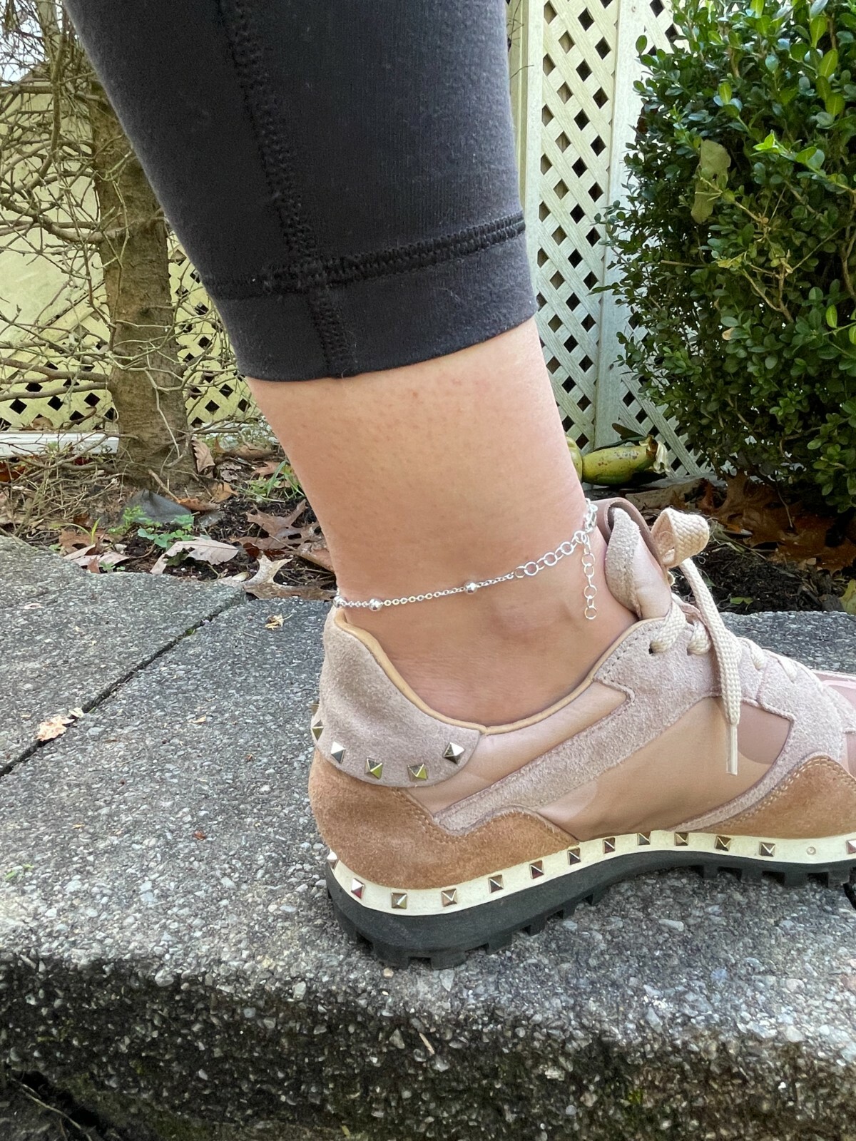 Ankle Bracelet Beaded Chain Anklet Real 925 Silver Adjustable Length 8″-11.5″