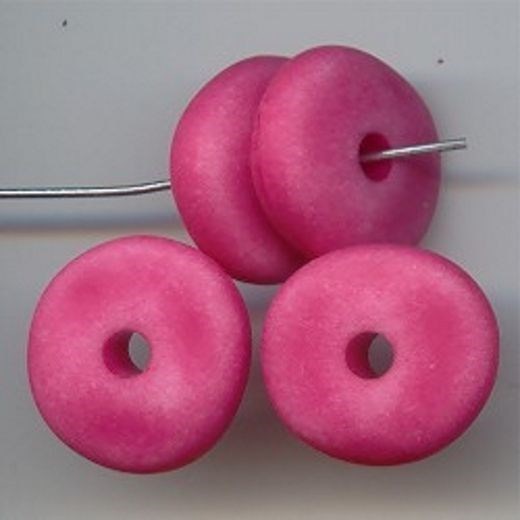18 VINTAGE MATTE PINK WASHED ACRYLIC 6x20mm. NUGGET DISC BEADS 5709
