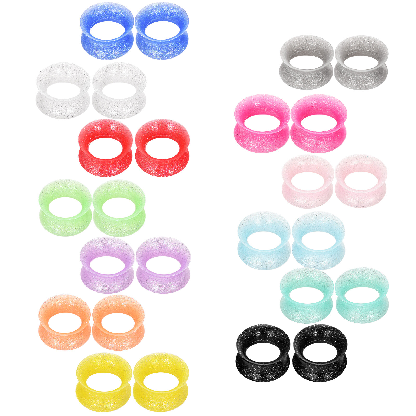 1 Pair Flexible Soft Silicone Ear Tunnels Gauges Double Flared Plugs Stretchers