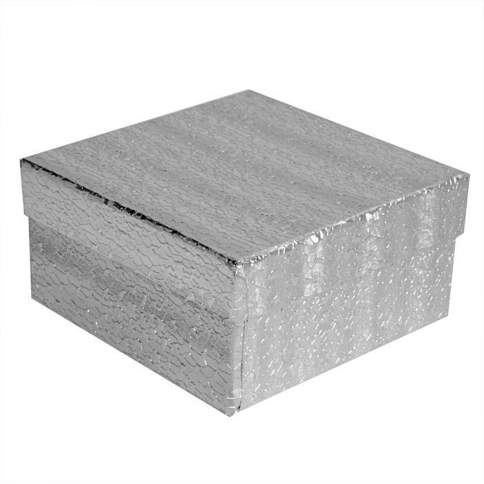 Silver Foil Cotton Filled Gift Boxes Jewelry Cardboard Box Lots of 100, 200, 500