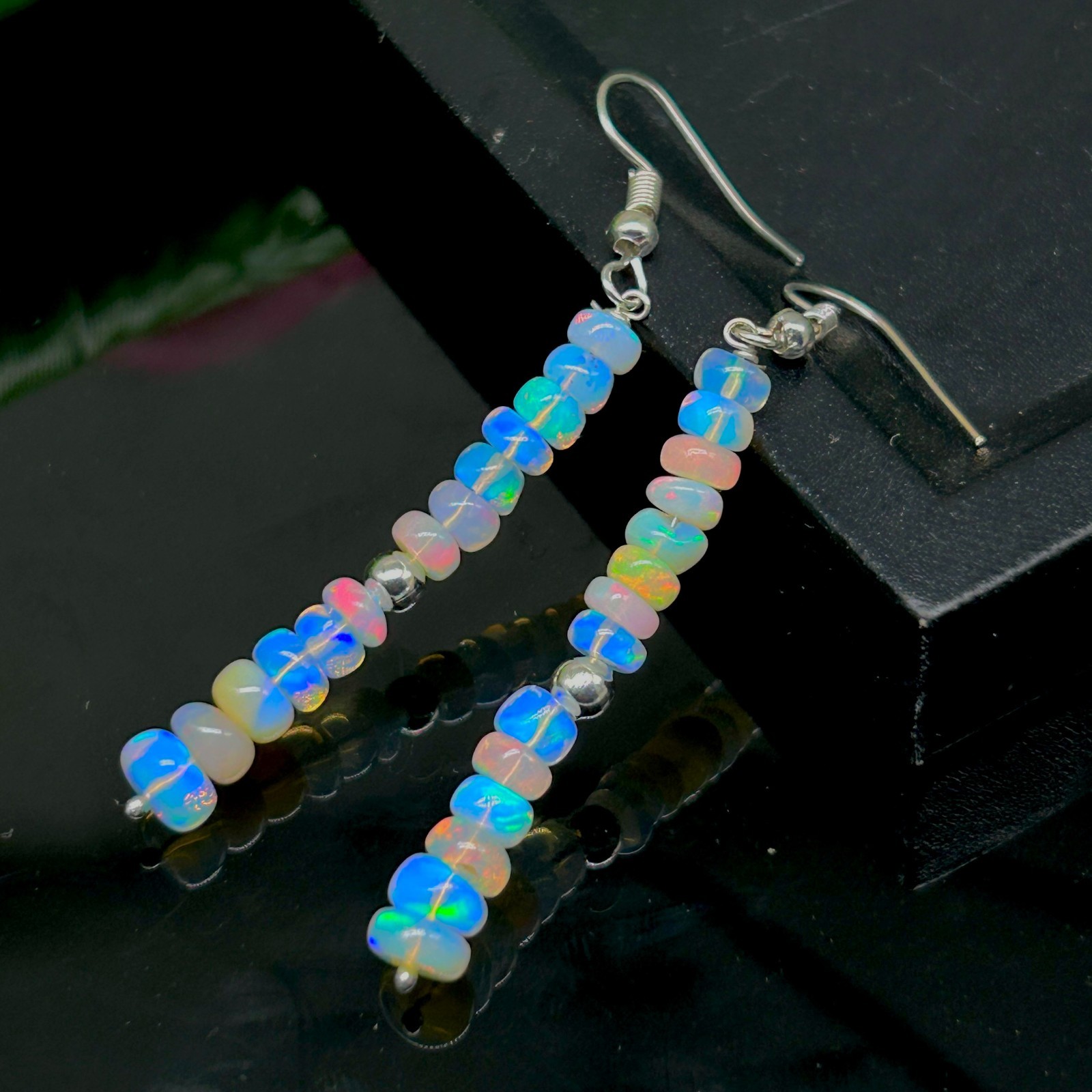 AAA+ Fire Opal Beads Cluster Earring, Natural Multifire Opal Beaded Earring