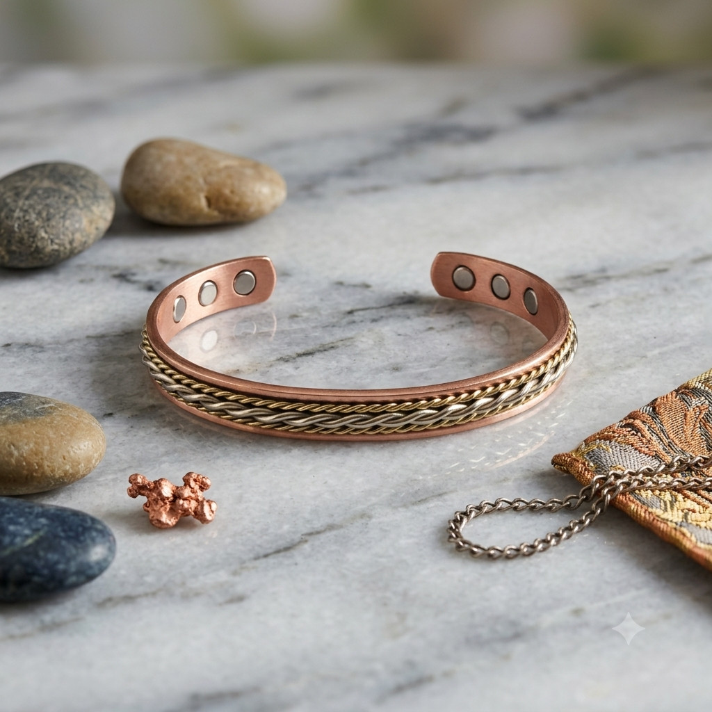 Tri Tone Solid Pure Copper Magnetic Cuff – Arthritis Therapy Bracelet Twist