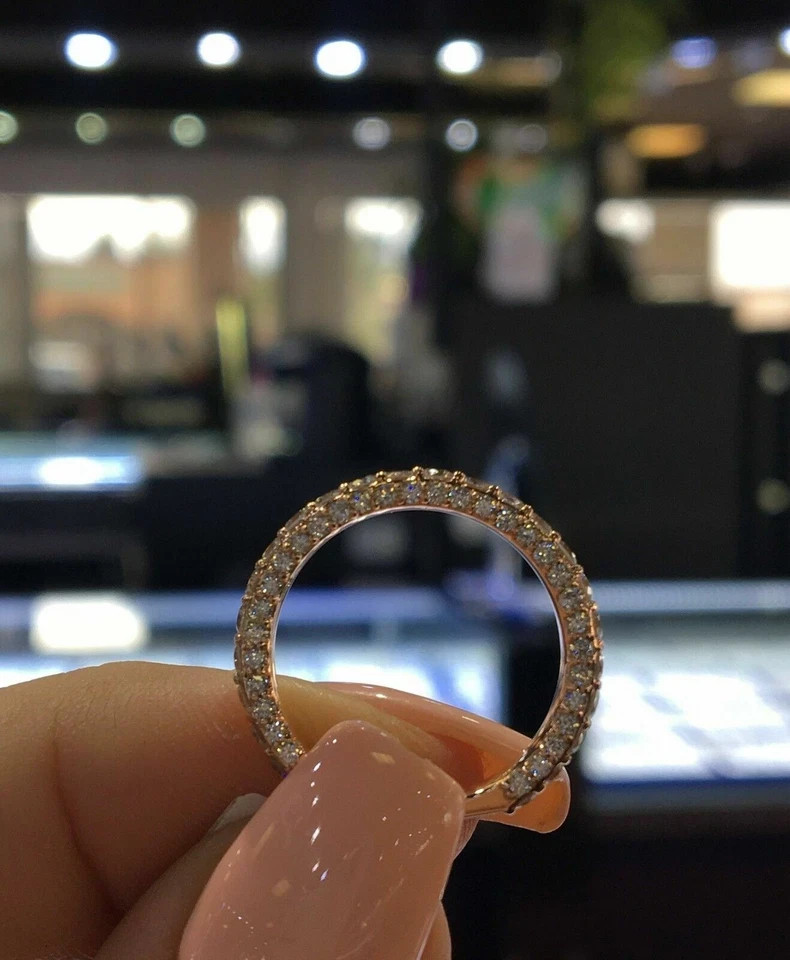 2Ct Round Lab-Created Moissanite 14k Rose Gold Plated Eternity Wedding Band Ring