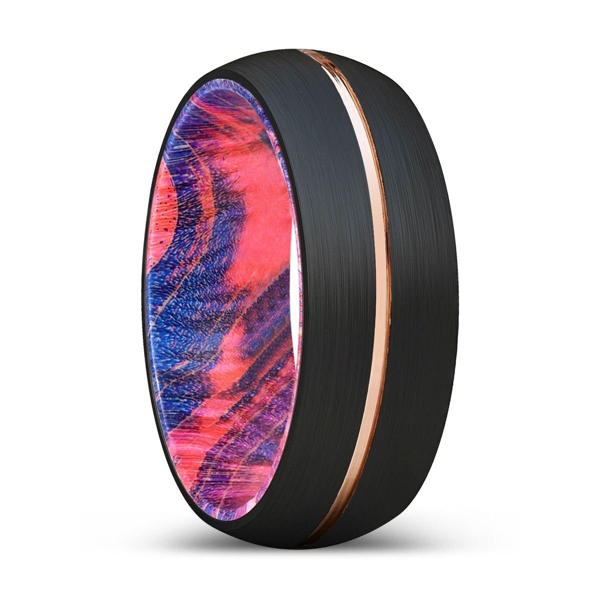 KODITE | Tungsten Blue Red Wood Inlay Ring 8mm