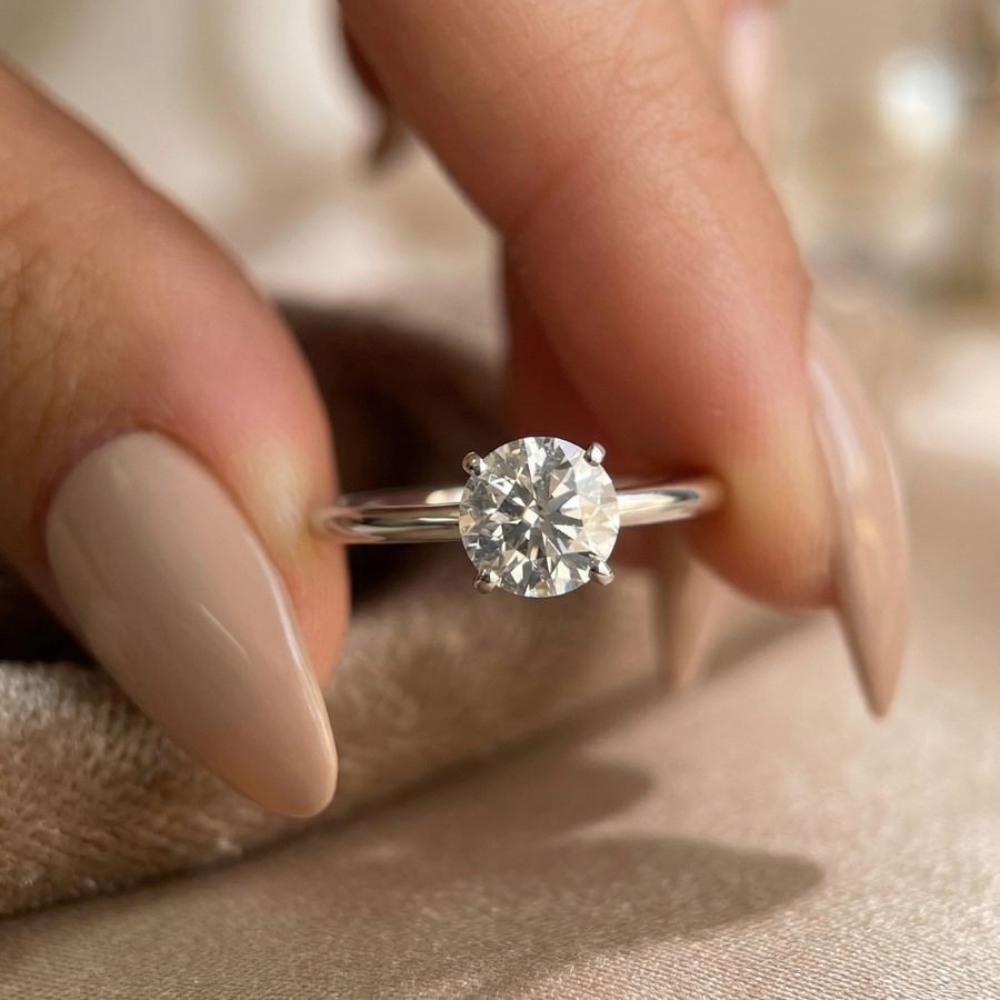 1.50Ct Round-Cut VS1 Lab Grown Diamond Wedding Engagement Ring 14k White Gold