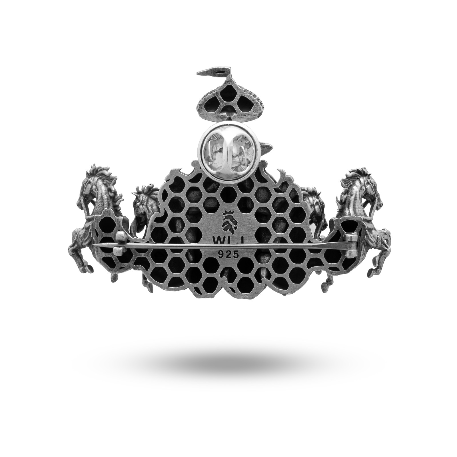 Supreme God Krishna Chariot Horse war bhagwad gita 925 Sterling Silver Brooch