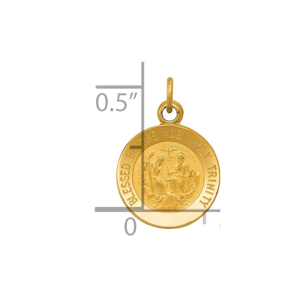 14k Yellow Gold Polished & Satin Solid Holy Trinity Medal Charm Pendant 0.65 g