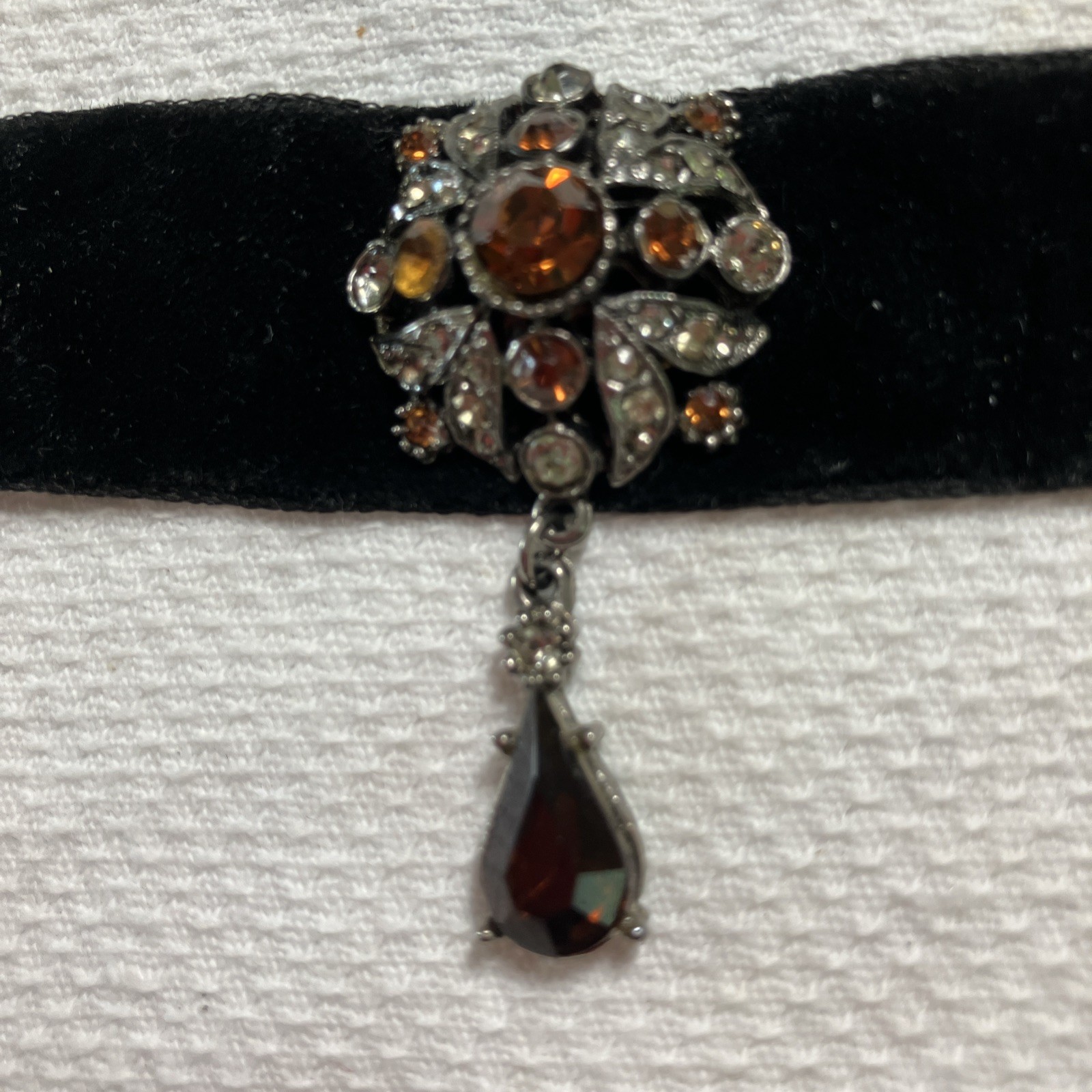 Arthur Pepper Signed ART Choker Necklace Black Velvet with Gun Metal Accents
