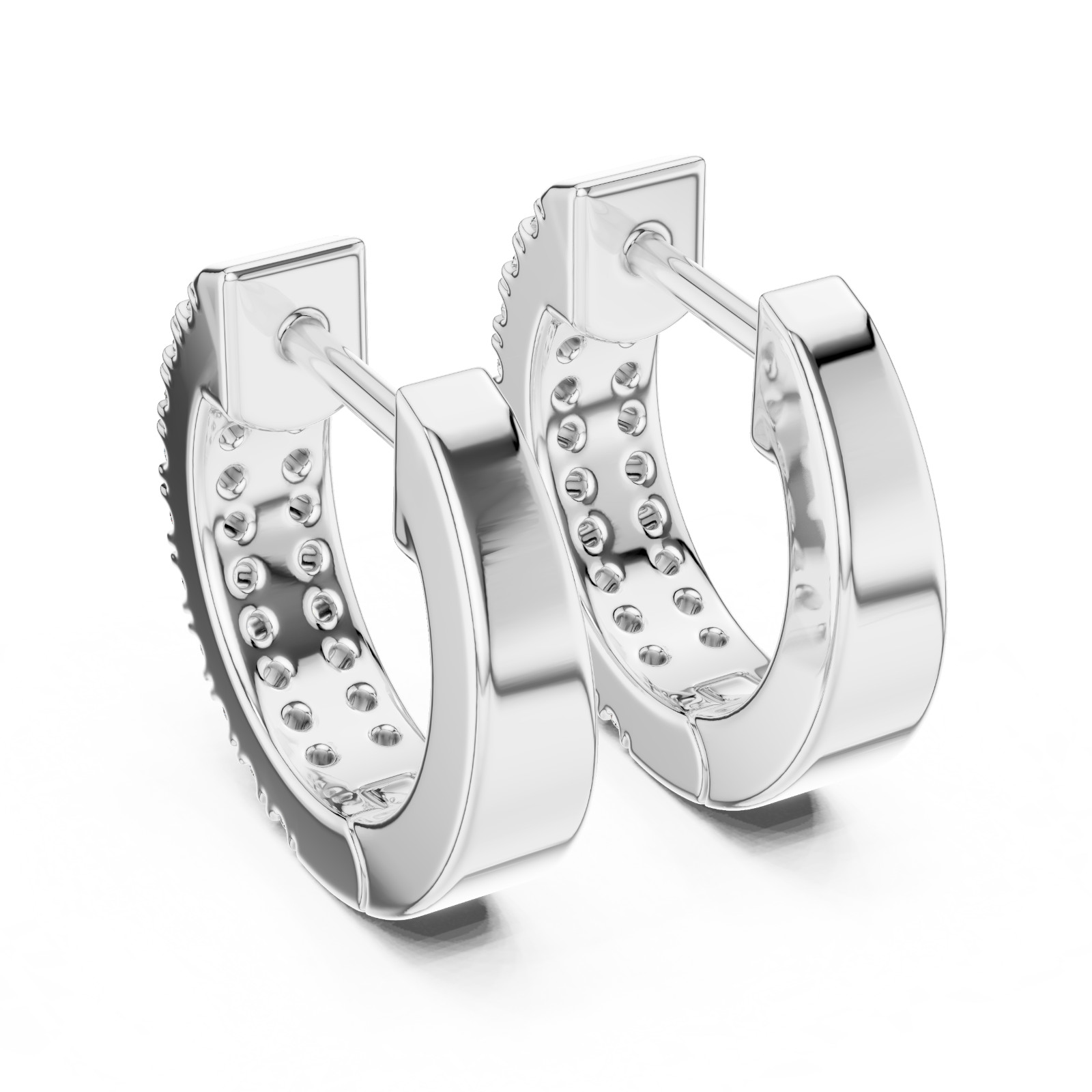 Lab Created Genuine Diamond Hoop Earrings in 925 Solid Sliver