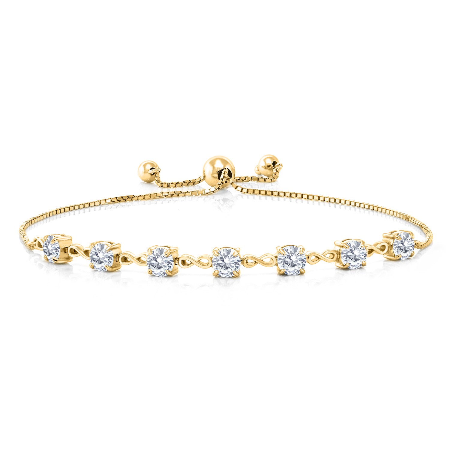 18K Yellow Gold Plated Silver Gemstone Birthstone 7 Stone Adjustable Tennis