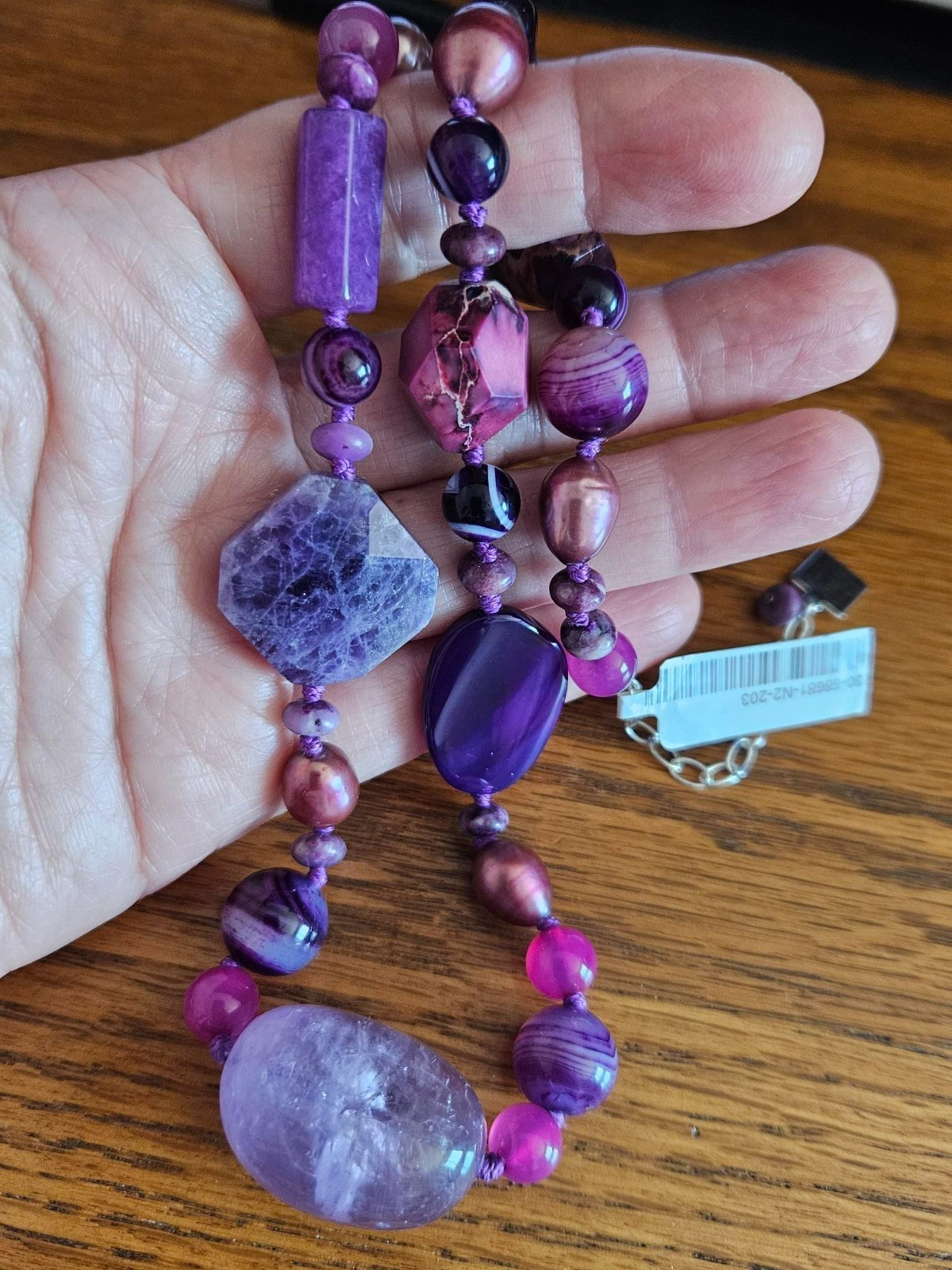 Multi Gemstone Statement Necklace in 925 Sterling Silver