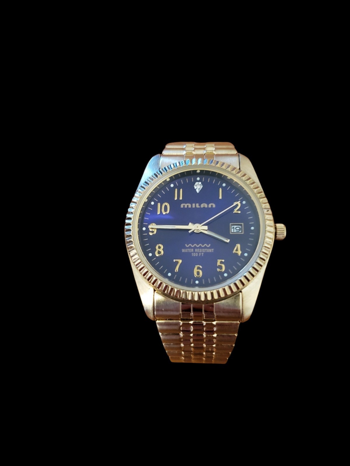MEN’S MILAN QUARTZ GOLD TONE WATCH DATE/TIME LOOKS AND WORKS GREAT NEW BATTERY