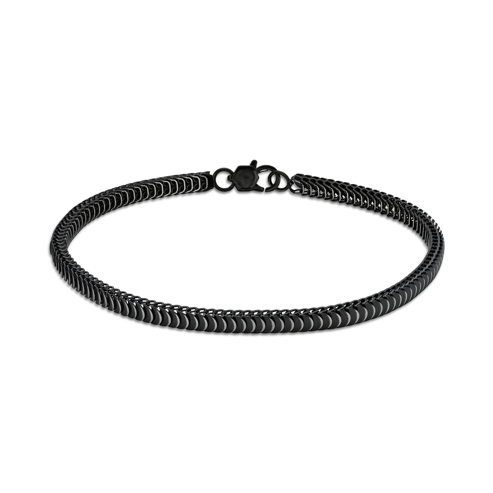 Black Ion Plated Stainless Steel 4 MM Cobra Chain Bracelet – 9 Inch