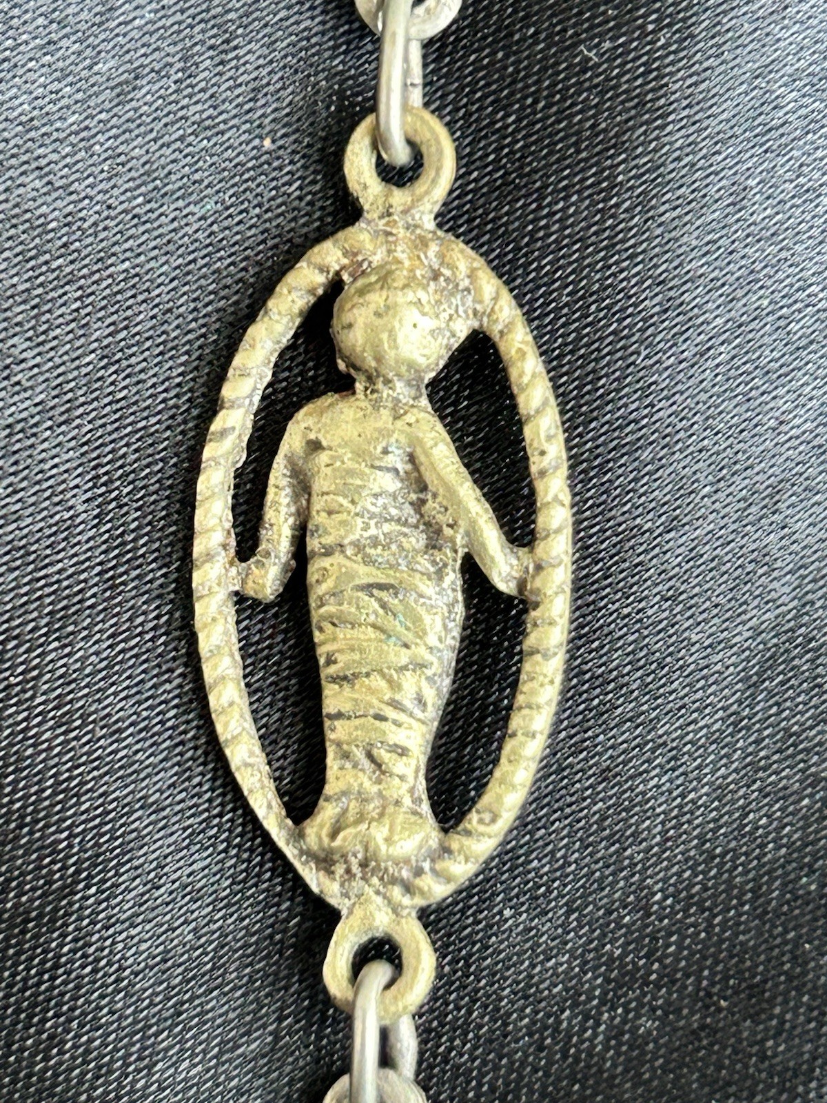 Antique Unsigned Peruzzi? 800 Silver Roman Renaissance Revival 33″ Necklace Muff