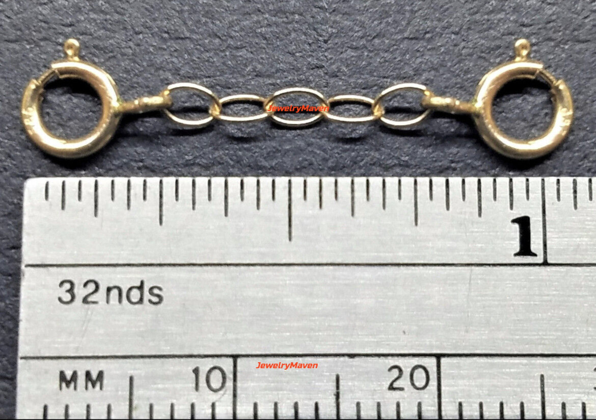14k 2mm Cable Yellow Gold 5mm DOUBLE Spring Ring 1″ Chain Extender or Safety