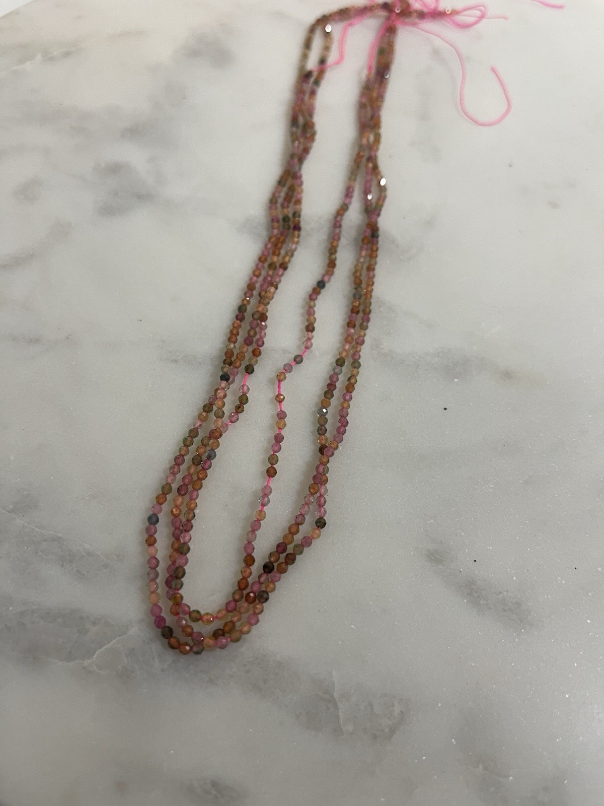 Natural Multicolor Tourmaline Faceted Rondelle Beads Pink Green Orange Gemstone