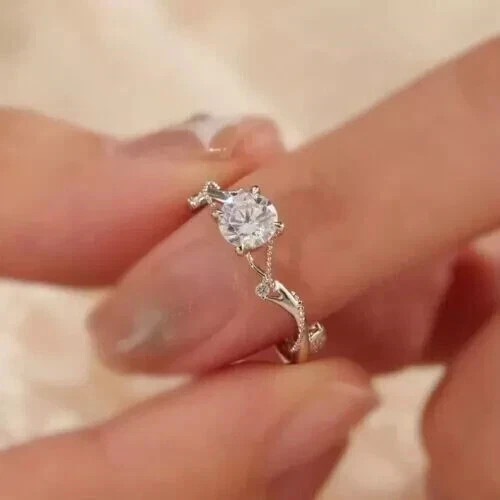 2.00Ct Lab Created Diamond Solitaire Engagement Ring 14K White Gold Plated