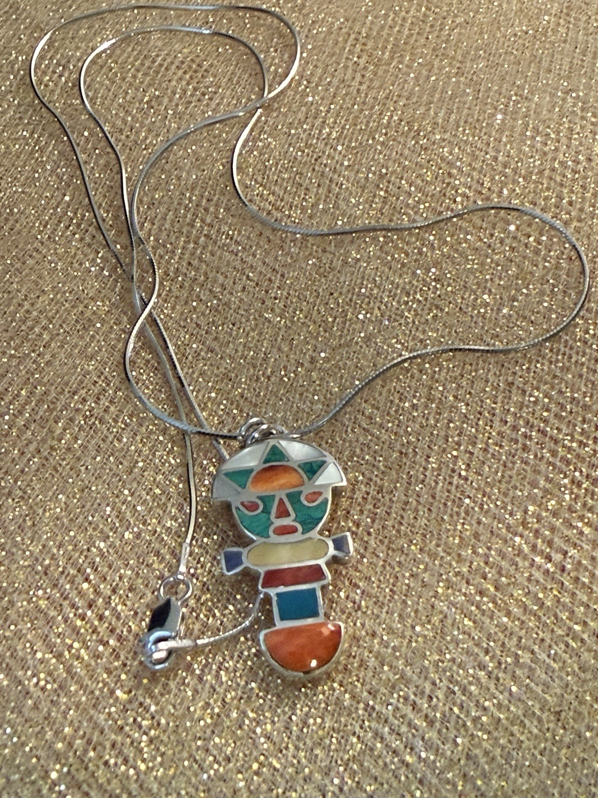 Peruvian Artistry Multi Gemstone Rainbow Legato Tumi Pend. Necklace Ster. Silv.