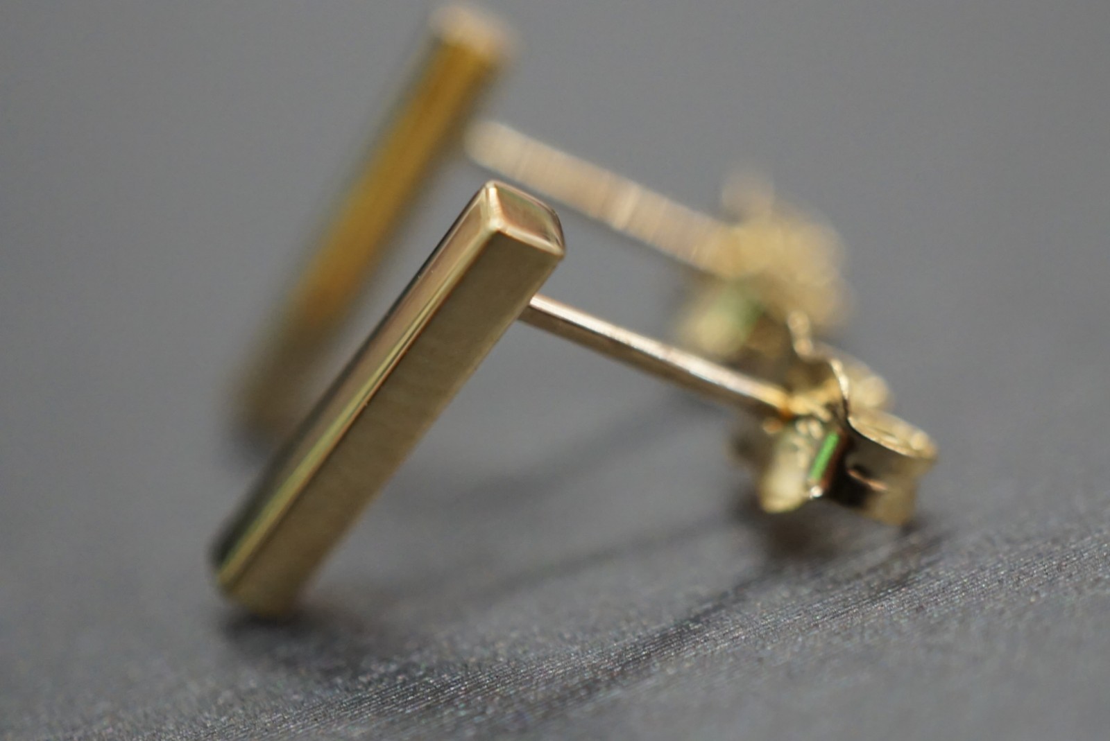 14K Solid Yellow Gold Little Bar Stud Earrings!! (#1608243)