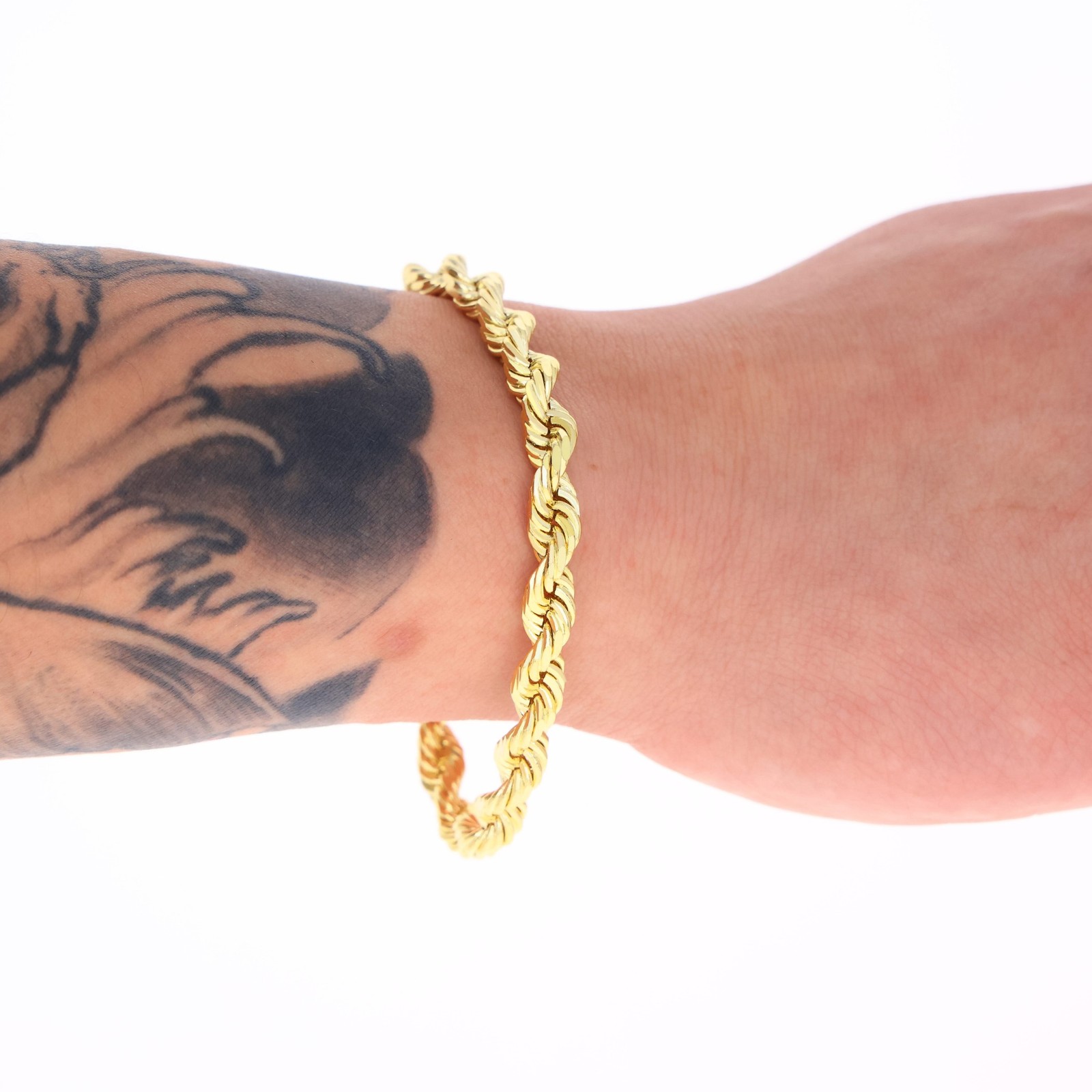 14K Yellow Gold 1.5mm-10mm Solid Diamond Cut Rope Chain Bracelet 7″ 7.5″ 8″ 9″