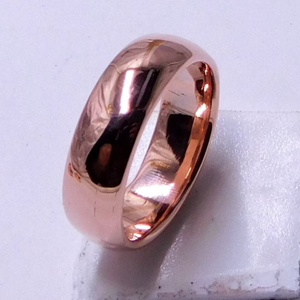 Pure Solid Copper Smooth Unisex Band Handcrafted Jewelry Ring For Men Women Gift
